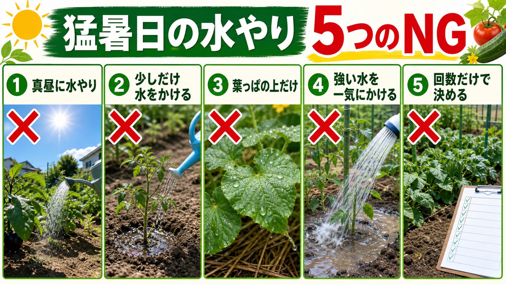猛暑日の水やりで避けたい5つのNG行動