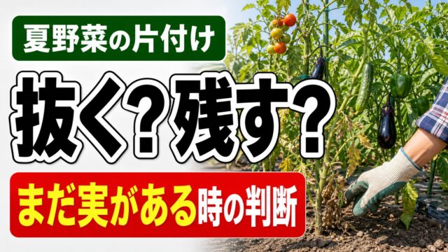夏野菜の片付けで抜くか残すか迷う場面を表したアイキャッチ