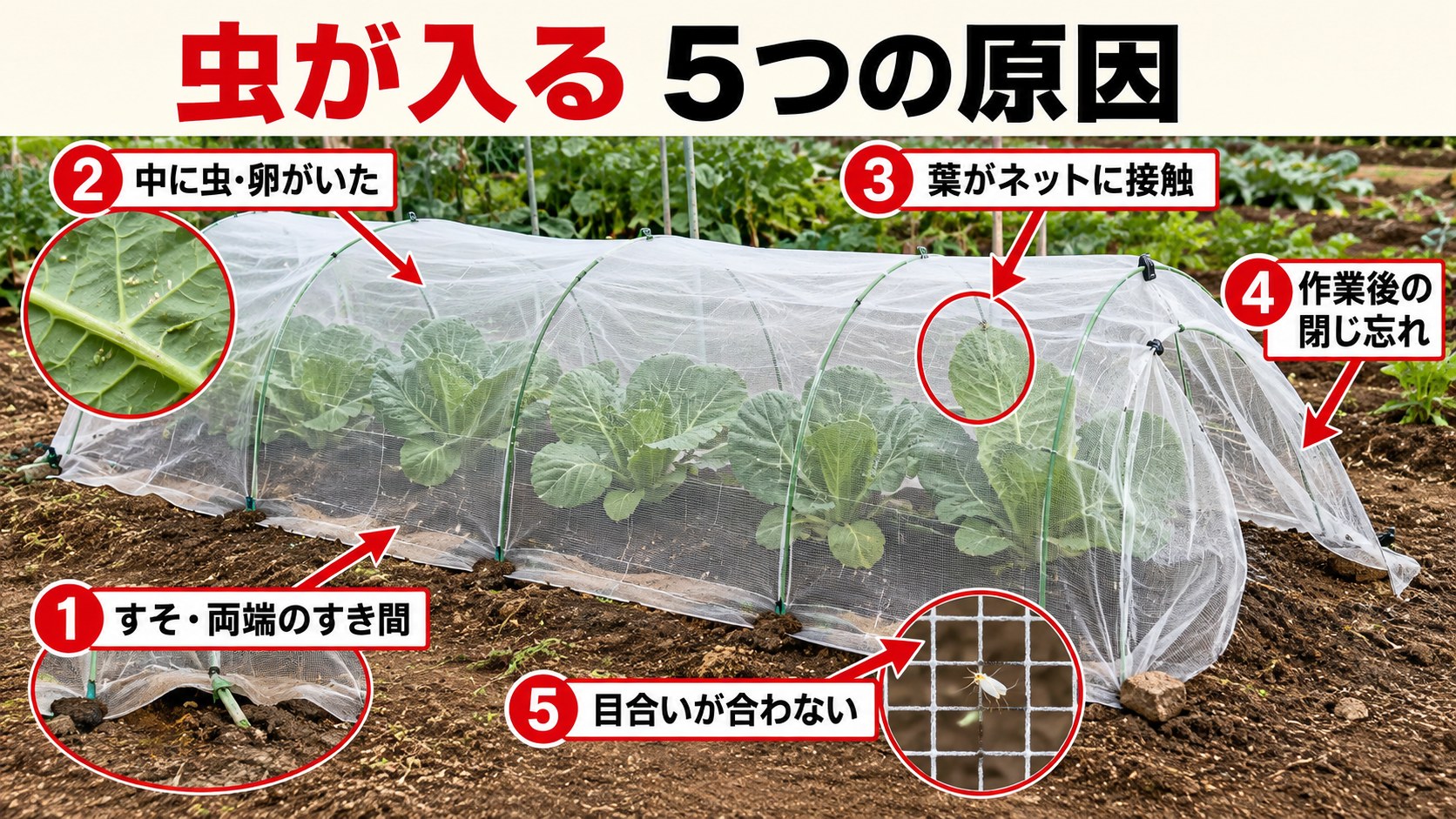 防虫ネットを張っても虫が入る5つの原因