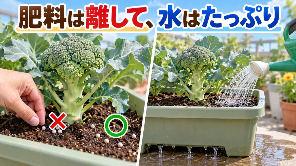 ブロッコリーの追肥位置と水やり