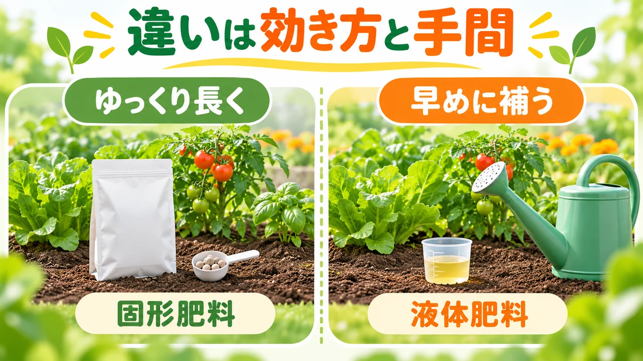 液体肥料と固形肥料の効き方と手間の違い