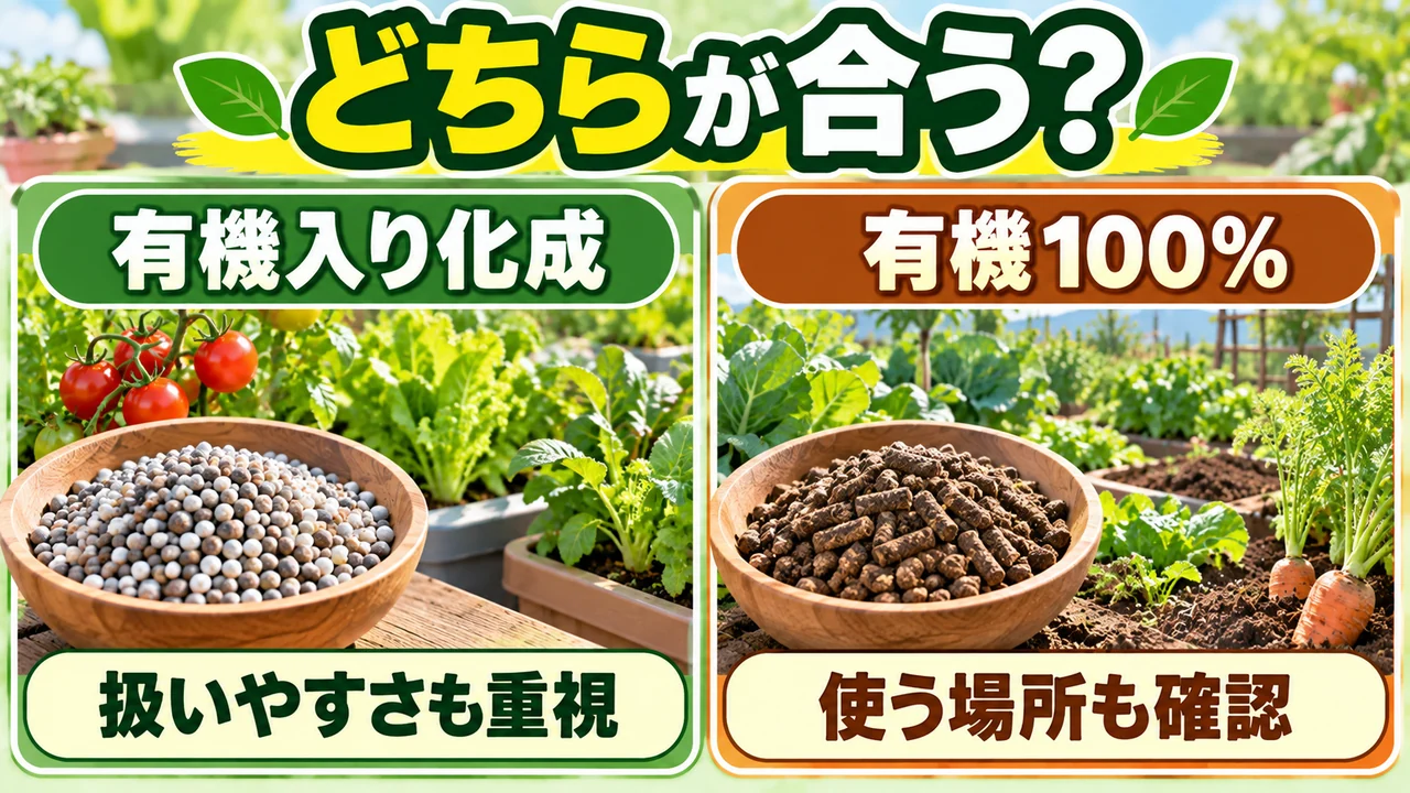有機入り化成と有機100％の選び方