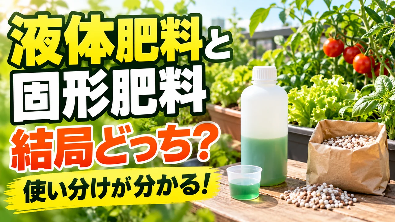 液体肥料と固形肥料の使い分けを紹介する記事アイキャッチ