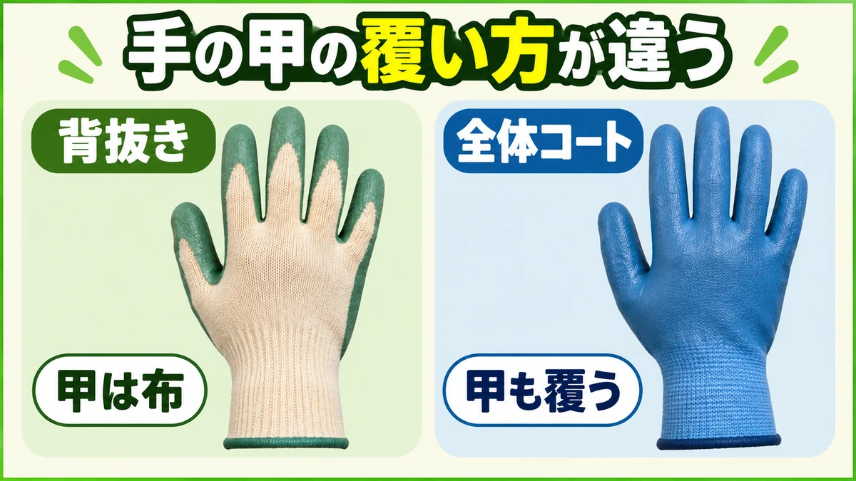 手の甲が布の手袋と甲まで覆う手袋の違い