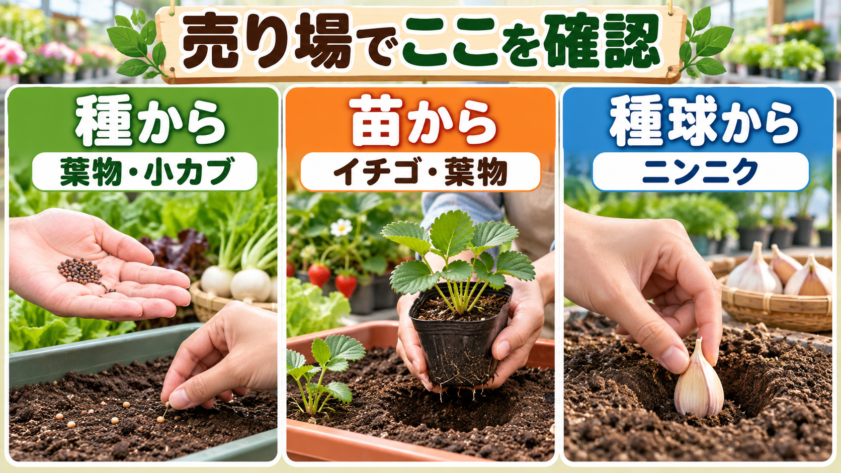 種・苗・種球から始める野菜の違い