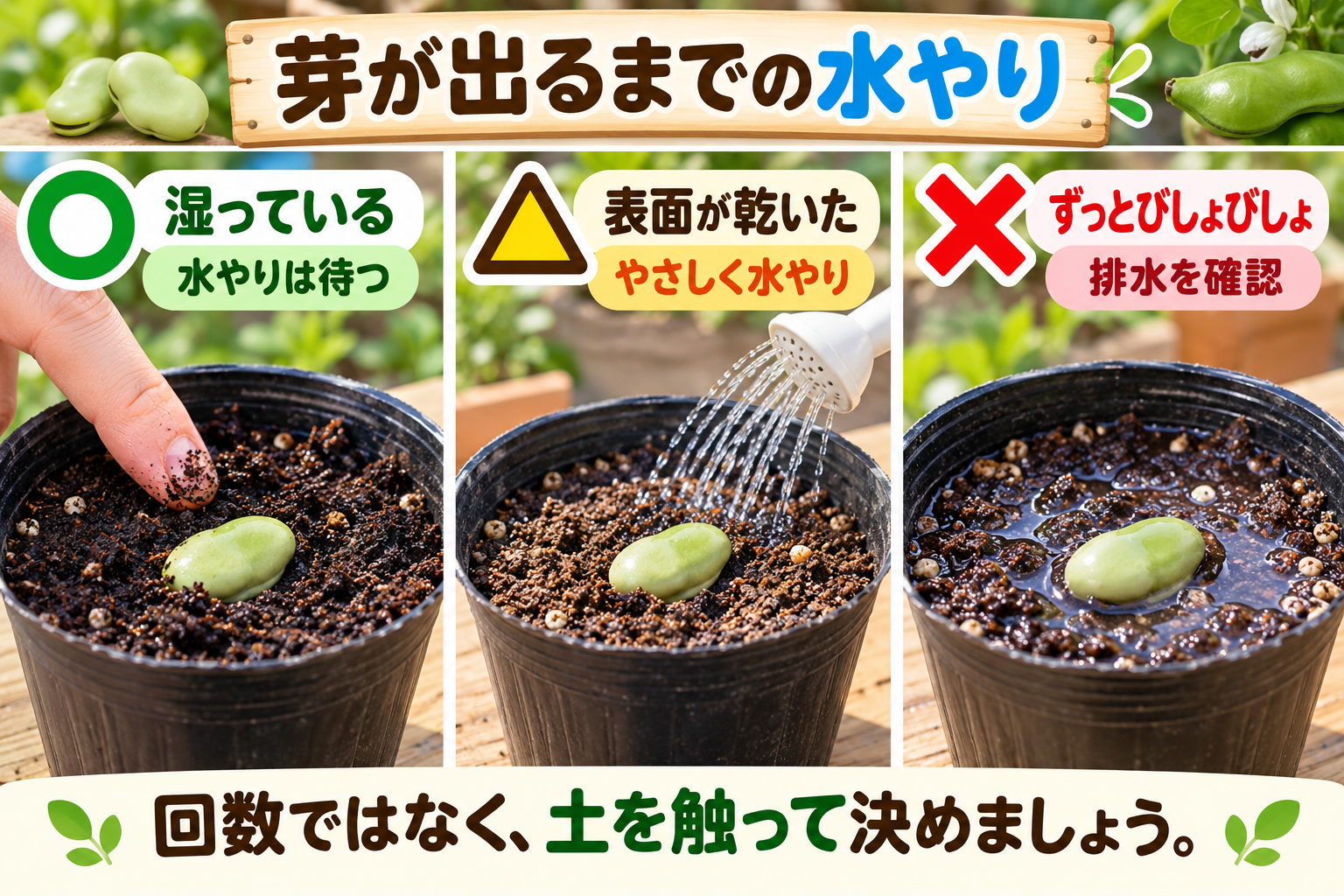 そら豆の芽が出るまでの水やり判断