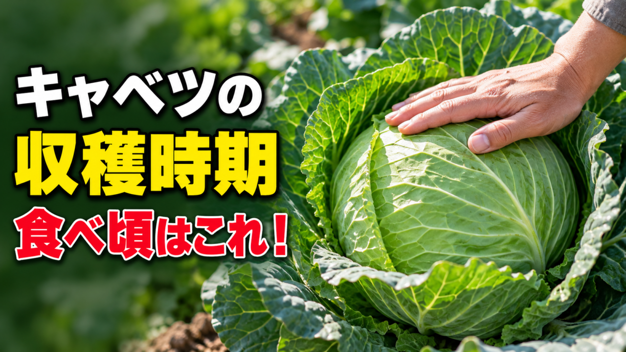 キャベツの収穫時期とおいしい食べ頃を伝えるアイキャッチ