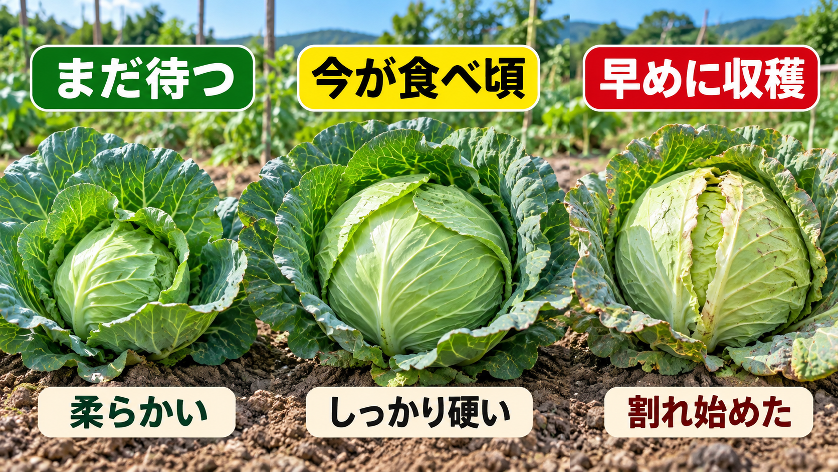 キャベツのまだ待つ・食べ頃・早めに収穫の判断