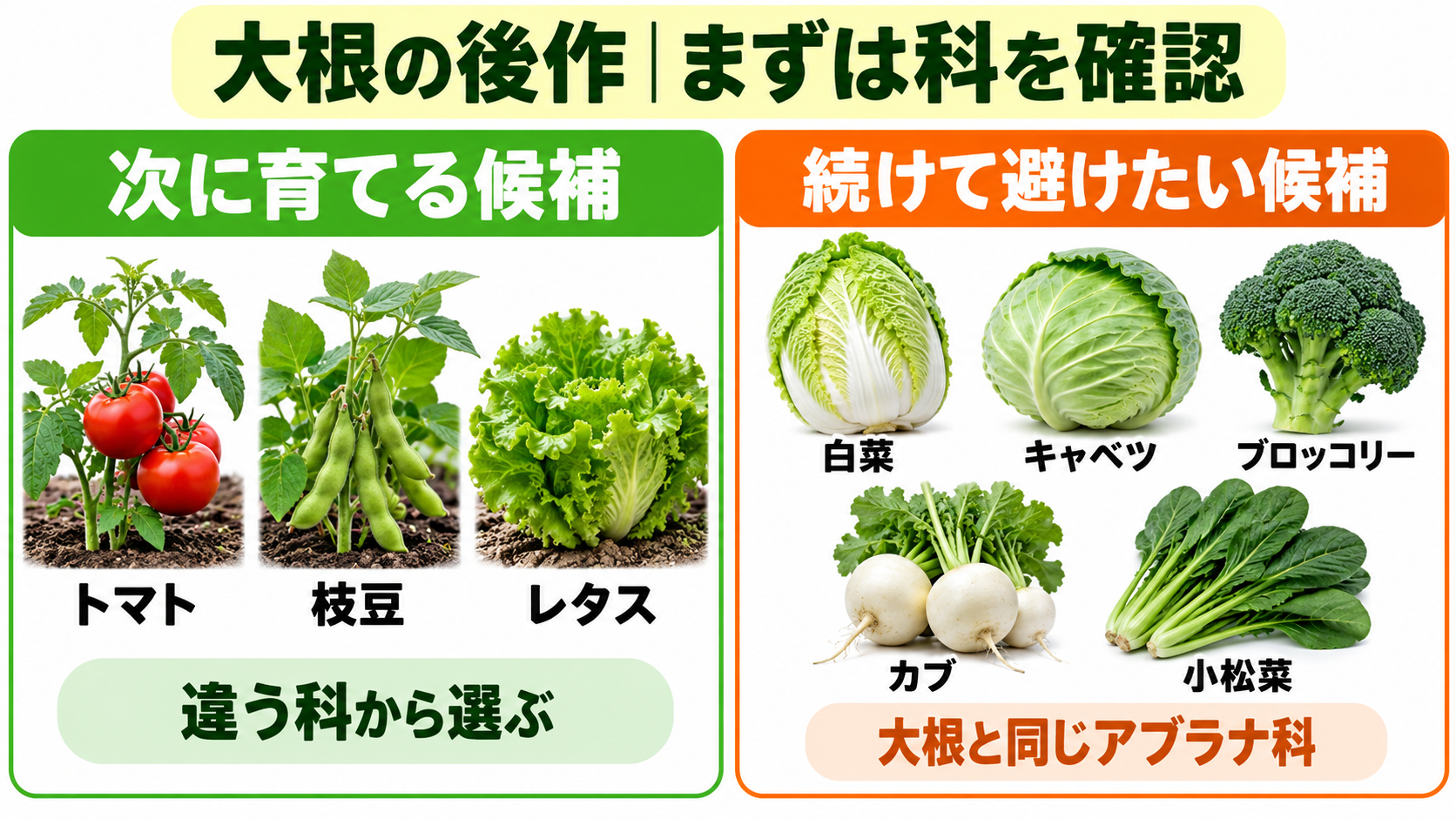大根の後作におすすめの野菜と避けたいアブラナ科野菜