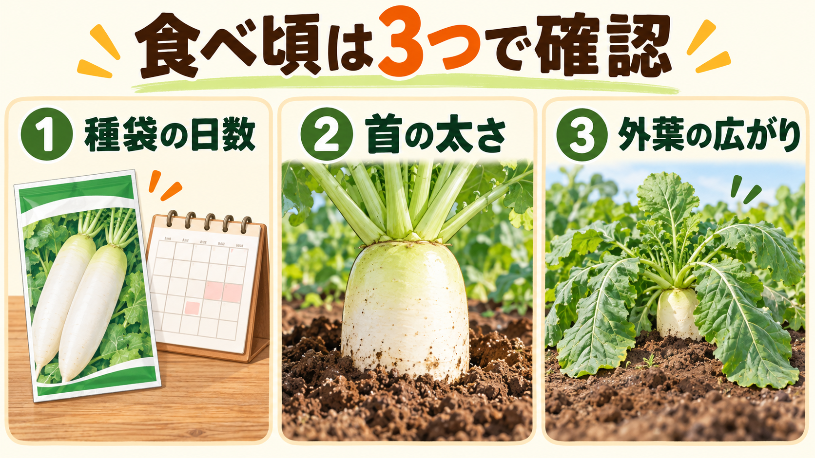 大根の食べ頃を日数・首・葉で見極める方法