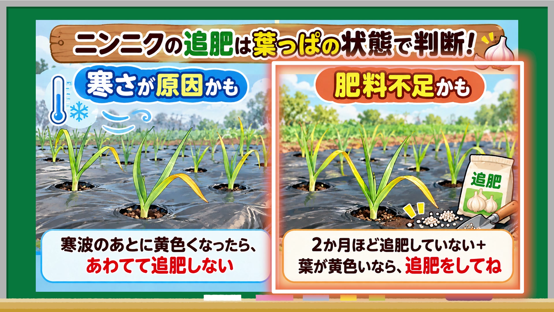 ニンニクの追肥に使う化成肥料と発酵鶏ふん