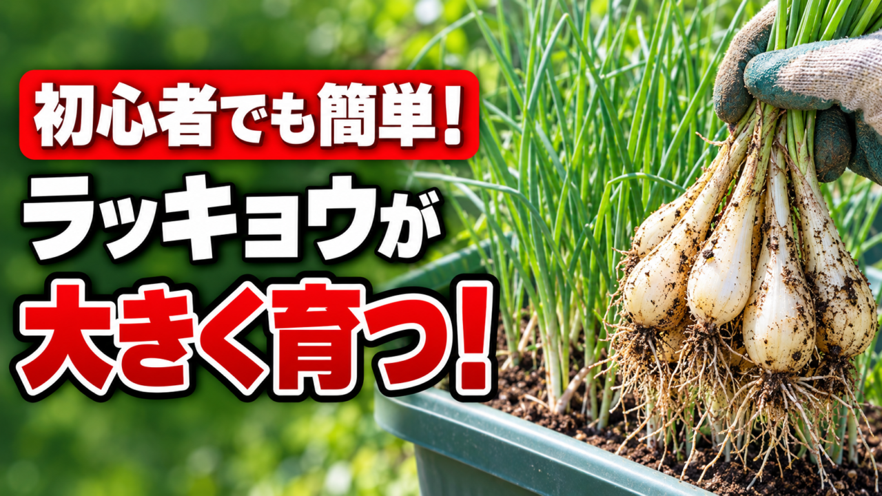 初心者でもプランターでラッキョウを大きく育てるアイキャッチ