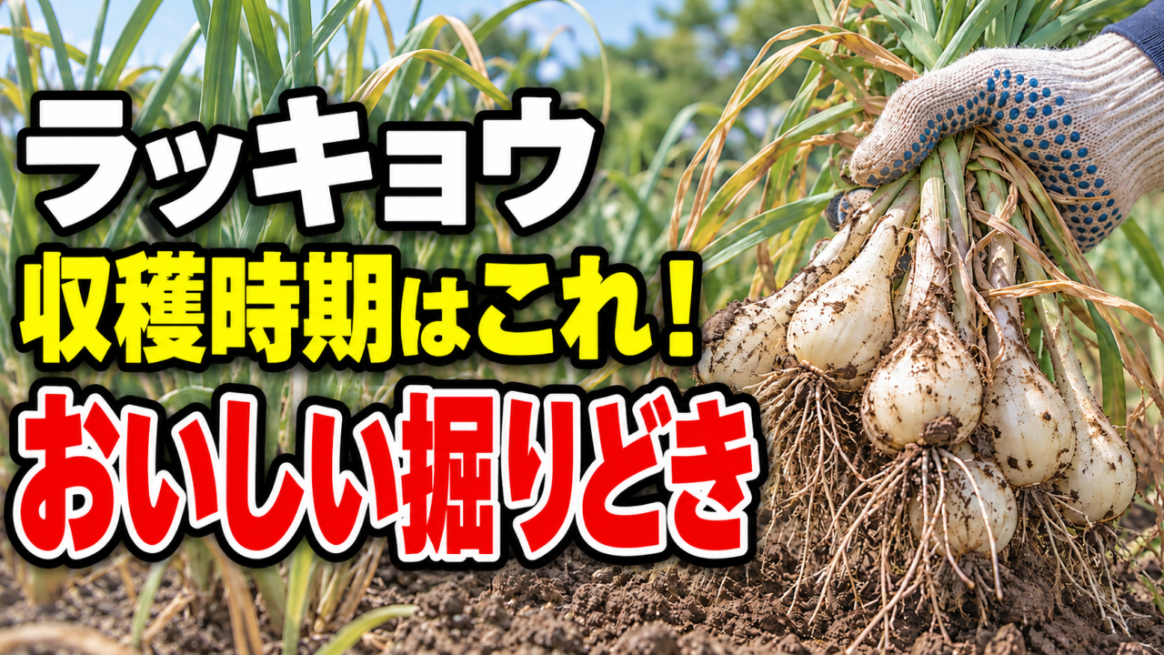 ラッキョウのおいしい収穫時期と掘りどきを伝える記事アイキャッチ