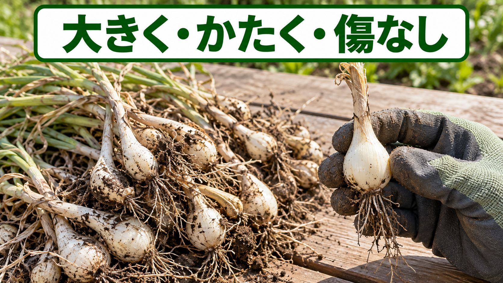 来年の種球に残す大きく硬く傷のないラッキョウ