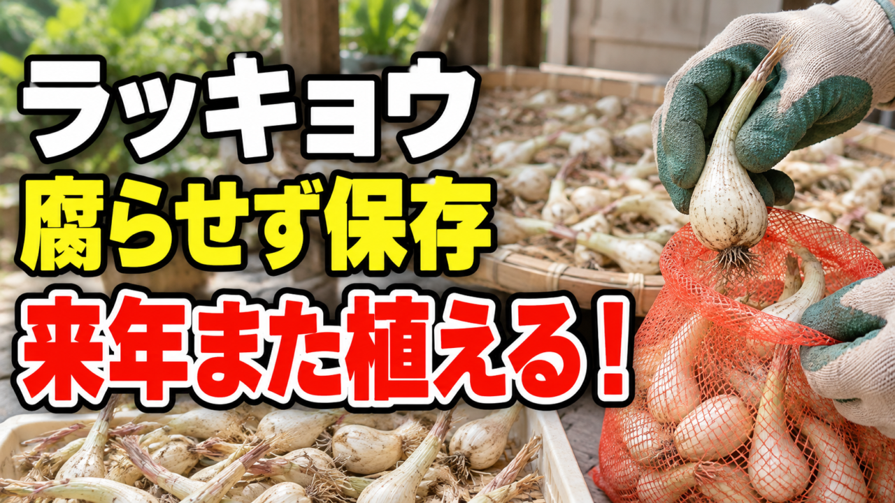 収穫したラッキョウを腐らせず保存して来年また植える記事アイキャッチ