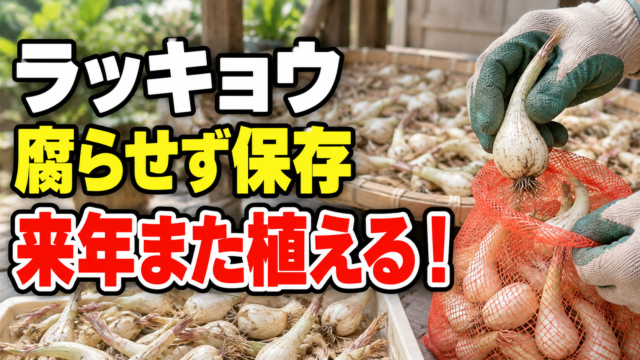 収穫したラッキョウを腐らせず保存して来年また植える記事アイキャッチ