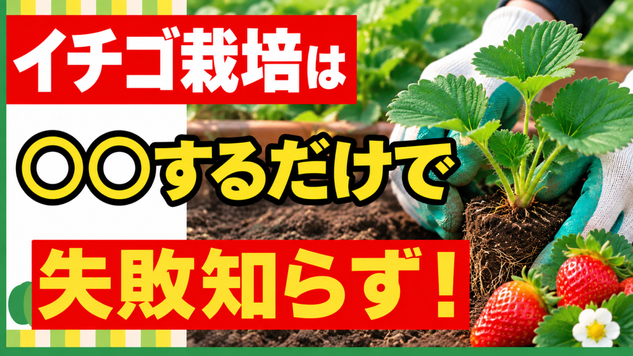イチゴ栽培は最初のポイントを押さえるだけで失敗しにくくなると伝えるアイキャッチ