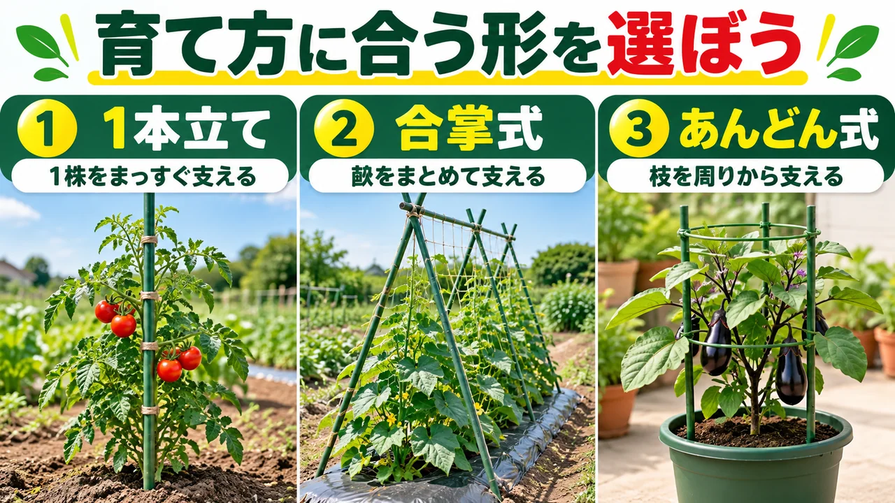 1本立て・合掌式・あんどん式から育て方に合う形を選ぶ