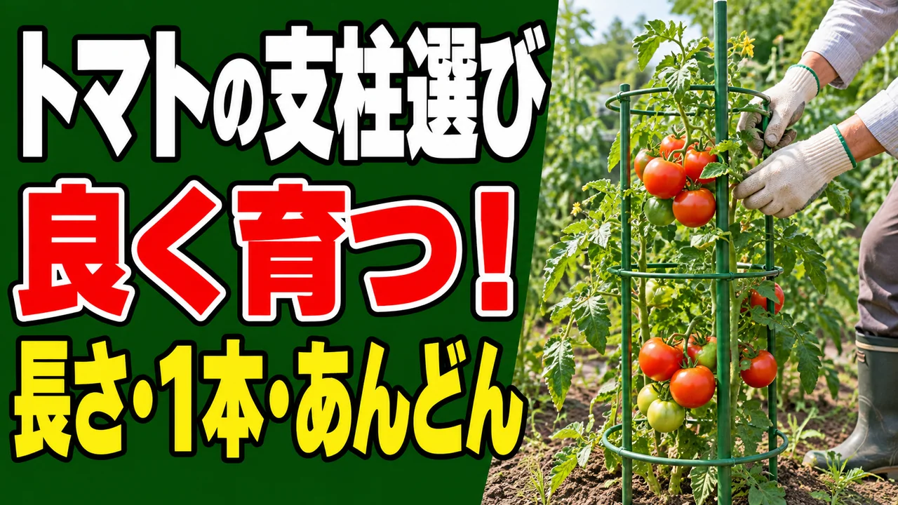 トマトの支柱選びで長さ・1本立て・あんどんの違いが分かる記事のアイキャッチ